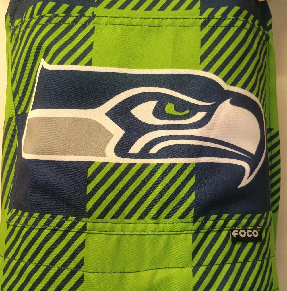 FOCO Seattle Seahawks plaid bib overalls Size: L - Picture 11 of 12
